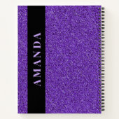 Moderne Paarse Glitter Verticale Naam Notitieboek (Achterkant)