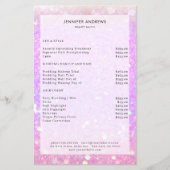 Moderne paarse glittersalon Prijslijst Flyer (Voorkant)