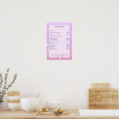 Moderne, paarse glittersalon prijstlijst Poster (Keuken)