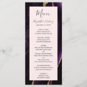 Moderne Paarse Gold Agate Blush bruiloft Menu (Voorkant)