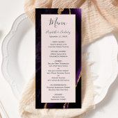 Moderne Paarse Gold Agate Blush bruiloft Menu