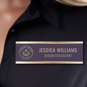 Moderne Paarse Gold Business Logo Naamplaatje