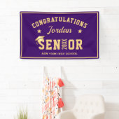 Moderne Paarse Golden 2024 Graduation Party Spandoek (Insitu)