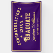 Moderne Paarse Golden 2024 Graduation Party Spandoek (Verticaal)