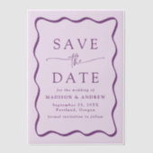 Moderne Paarse Golfplaat Huwelijk Opgeslagen de Da Vellum Uitnodigingen (Voorkant)