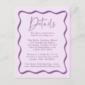 Moderne Paarse golvende Lijst bruiloft details Informatiekaartje (Voorkant)