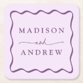 Moderne Paarse golvende Lijst bruiloft Kartonnen Onderzetters (Voorkant)