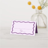 Moderne Paarse golvende Lijst bruiloft Plaatskaartje (Voorkant)