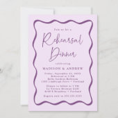 Moderne Paarse golvende Lijst bruiloft repetitie d Kaart (Voorkant)