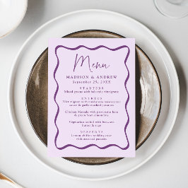 Moderne Paarse Golvende Lijst Huwelijk Menu