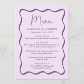 Moderne Paarse Golvende Lijst Huwelijk Menu (Voorkant)