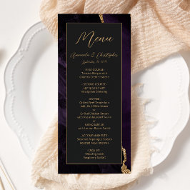 Moderne Paarse Goud Agaat Donkere Bruiloft Menu