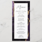 Moderne Paarse Goud Agaat Huwelijk Menu (Voorkant)