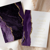 Moderne Paarse goudbruidbruding Folie Uitnodiging