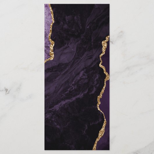 Moderne Paarse goudbruidbruding Menu (Achterkant)