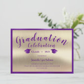 Moderne Paarse gouden Afstuderen klasse van 2024 Kaart (Staand voorkant)