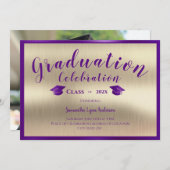 Moderne Paarse gouden Afstuderen klasse van 2024 Kaart (Voorkant / Achterkant)
