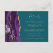 Moderne Paarse Gouden Agaat Blauwgroen Bruiloft De Informatiekaartje (Voorkant)