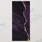 Moderne Paarse Gouden Agaat Donkere Huwelijk Menu (Achterkant)