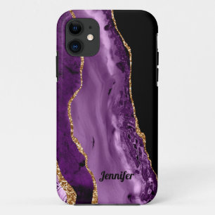 Moderne Paarse Gouden Agaat Kristal Gepersonalisee Case-Mate iPhone Case