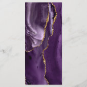 Moderne Paarse Gouden Agaat Lavendel Bruiloft Menu (Achterkant)