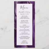 Moderne Paarse Gouden Agaat Lavendel Bruiloft Menu (Voorkant)