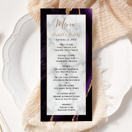 Moderne Paarse Gouden Agaat Marmeren Trouwkaart Menu