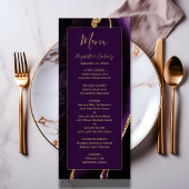 Moderne Paarse Gouden Agaat Pruim Bruiloft Menu