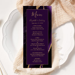 Moderne Paarse Gouden Agaat Pruim Bruiloft Menu