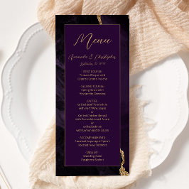 Moderne Paarse Gouden Agaat Pruim Bruiloft Menu