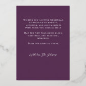 Moderne Paarse Gouden Foto Kerstvakantie Kaart (Achterkant)