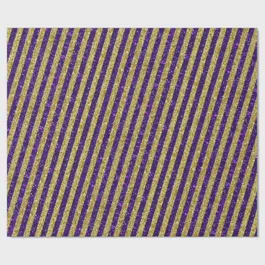 Moderne Paarse gouden glitterstrips Cadeaupapier (Vlak)