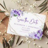 Moderne Paarse Gouden Groene Bloemen Krans Bruilof Save The Date
