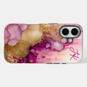 Moderne Paarse Gouden Marmer Monogram Gepersonalis Case-Mate iPhone Case (Achterkant (horizontaal))