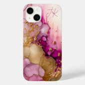 Moderne Paarse Gouden Marmer Monogram Gepersonalis Case-Mate iPhone Case (Achterkant)