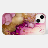 Moderne Paarse Gouden Marmer Monogram Gepersonalis Case-Mate iPhone Case (Achterkant (horizontaal))