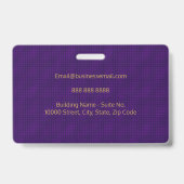 Moderne Paarse Gouden Monogram Mini Vierkantjes Pa Badge (Achterkant)