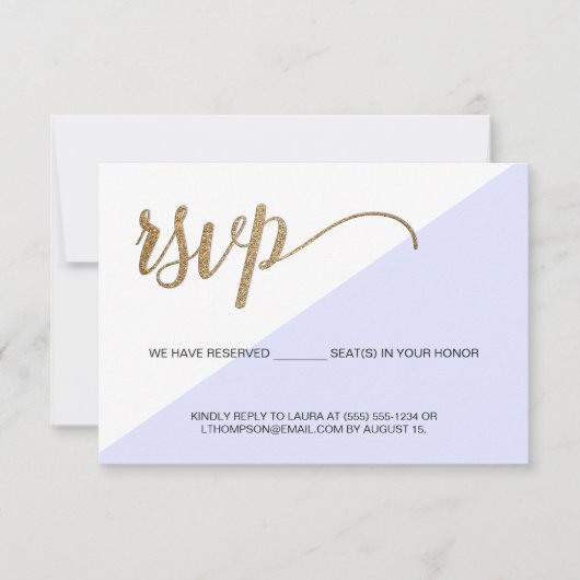 Moderne Paarse Gouden RSVP geen mailing Voorbehoud (Voorkant)