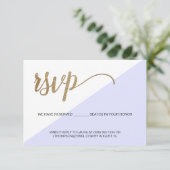 Moderne Paarse Gouden RSVP geen mailing Voorbehoud (Staand voorkant)