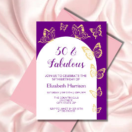 Moderne Paarse gouden vlinder Fabulous Birthday Kaart