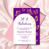 Moderne Paarse gouden vlinder Fabulous Birthday Kaart