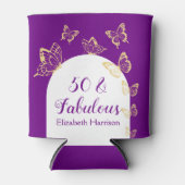 Moderne Paarse gouden vlinders Fabulous Birthday Blikjeskoeler (Voorkant)