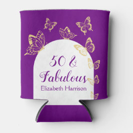 Moderne Paarse gouden vlinders Fabulous Birthday Blikjeskoeler
