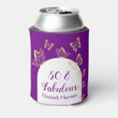 Moderne Paarse gouden vlinders Fabulous Birthday Blikjeskoeler (Blikje Achterkant)