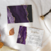 Moderne Paarse goudgedag marmer Weddenschappen Informatiekaartje