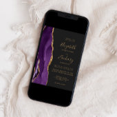 Moderne Paarse goudmaffia donker bruiloft Kaart