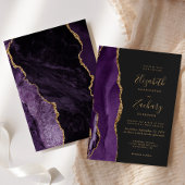 Moderne Paarse goudmaffia donker bruiloft Kaart