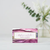 Moderne Paarse goudvloeibare inkt Abstract Visitekaartje (Staand voorkant)