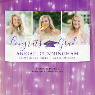 Moderne Paarse gradatie Cap Script 3 Foto Spandoek