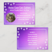 Moderne Paarse Gradiënt Maine Coon Fokkerij Visitekaartje (Voorkant / Achterkant)
